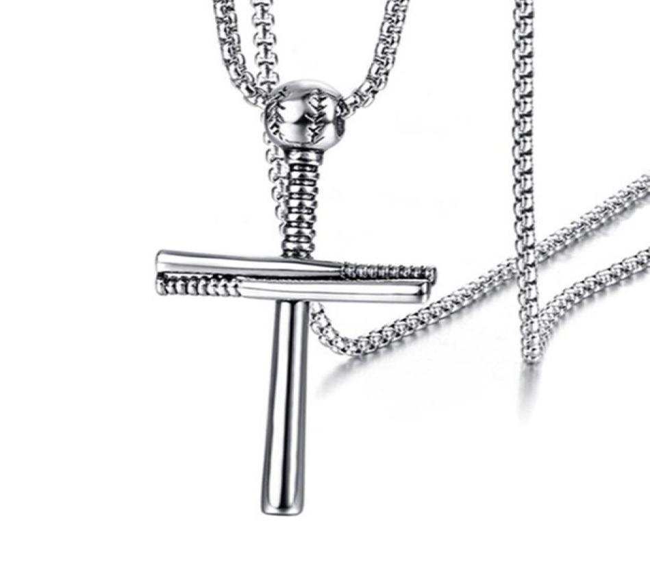 

12PCS European and American outdoor baseball cross pendant necklace Fashion personality Man039s accessories 3color8094134