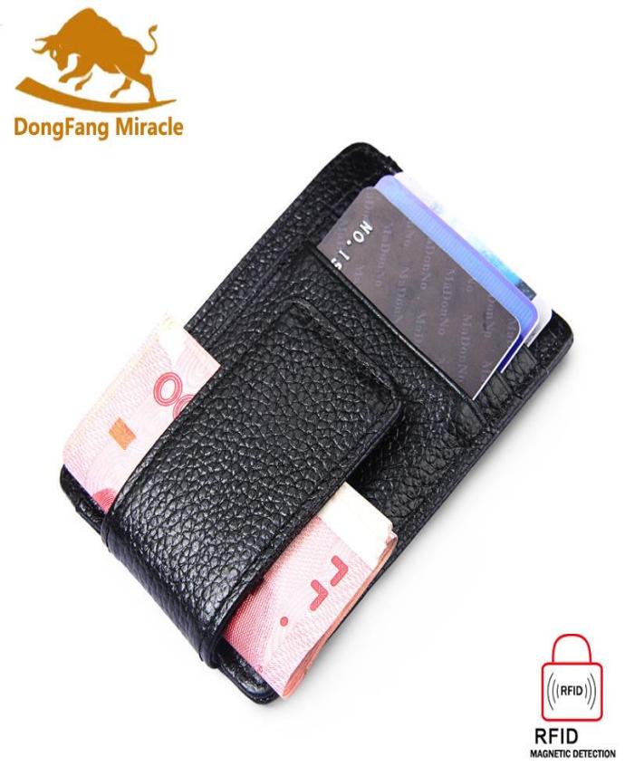 

Card Holders Fashion Genuine Leather Men Wallet Money Clip Women Magnet Ultrathin Pocket Clamp Case Mini Creative Walllet7845824, Black