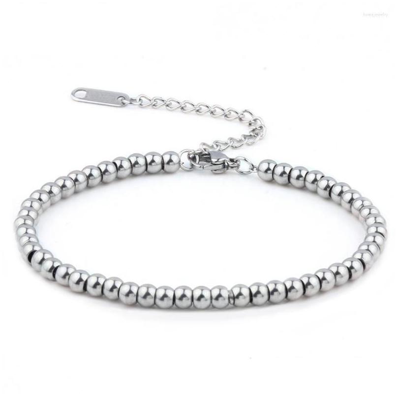 

Beaded Strand 2022 Stainless Steel Beads Bracelets Jewelry Charms Chain Link Bracelet Gifts Men Women Couple Braclet Adjustment Drop Dhcvm