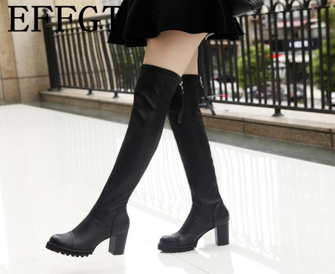 

Women Boots Autumn Thigh High Boots High Heel Shoes Winter Women Over the Knee casual Mujer Botas A3059799890, Black