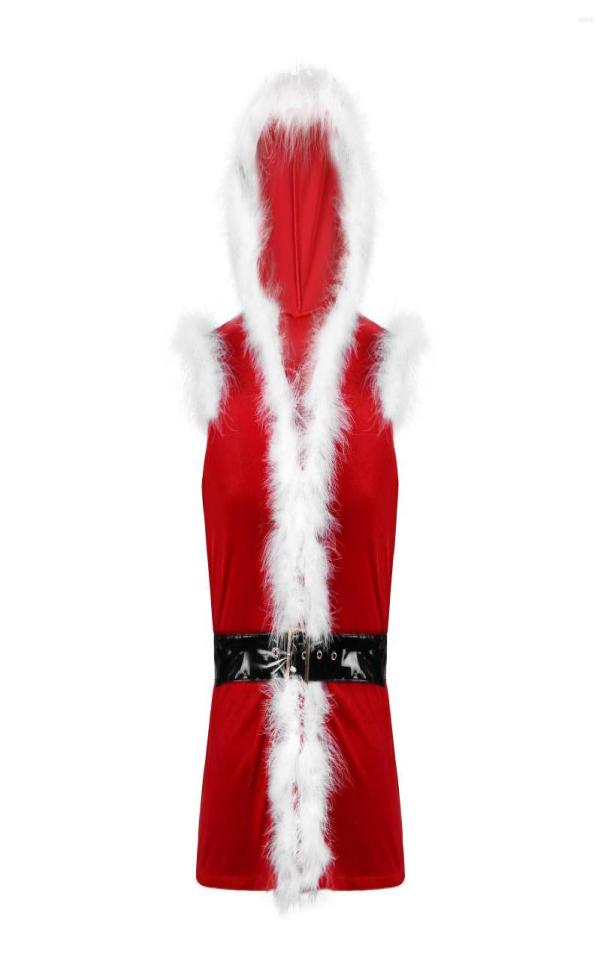 

Men039s Vests Men Christmas Vest Velvet Santa Claus Cosplay Sleeveless Jacket Coat Hooded Slim Fit Faux Fur Trim Waistcoat With9555633, Red