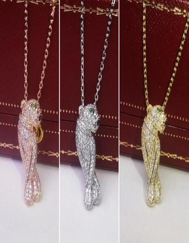 

Copper Jewelry Classic Aristocratic Luxury Diamonds Feather Leopard Couple Necklace 18K Rose Gold Ladies Pendant Necklace4169696