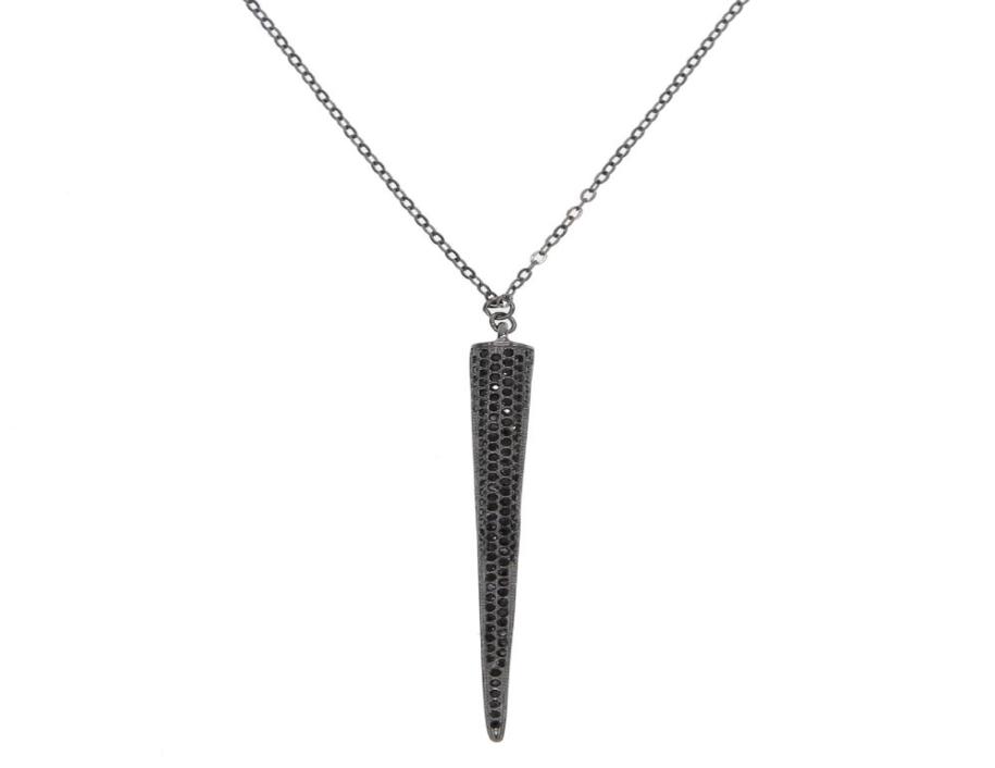 

100 925 sterling silver spike micro pave cz bar spike pendant necklace HIP HOP rock high quality silver women jewelry1626233