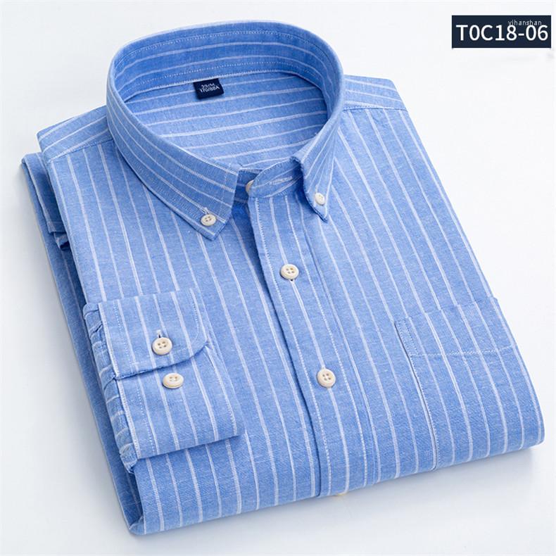 

Men's Casual Shirts Linen Cotton Long Sleeve For Men Business Plaid Shirt Male Striped Clothing With Pocket, T0c18-01