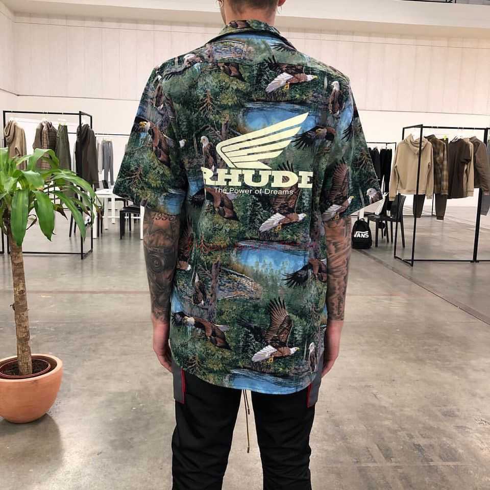 

Designer Fashion Clothing Casual Shirts Tracksuits Rhude Eagle Forest Flower Beach Hawaiian Mens Womens Short Sleeve Shirt Sxl Beach Outdoor Sportswear Streetwea, Shipping fee