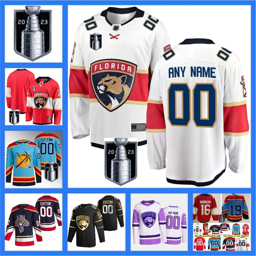 

2023 Stanley Cup Final Aleksander Barkov Hockey Jerseys Aaron Ekblad Matthew MNHLh Tkachuk Sergei Bobrovsky Jaromir Jagr Home Stitched Shirts, Color