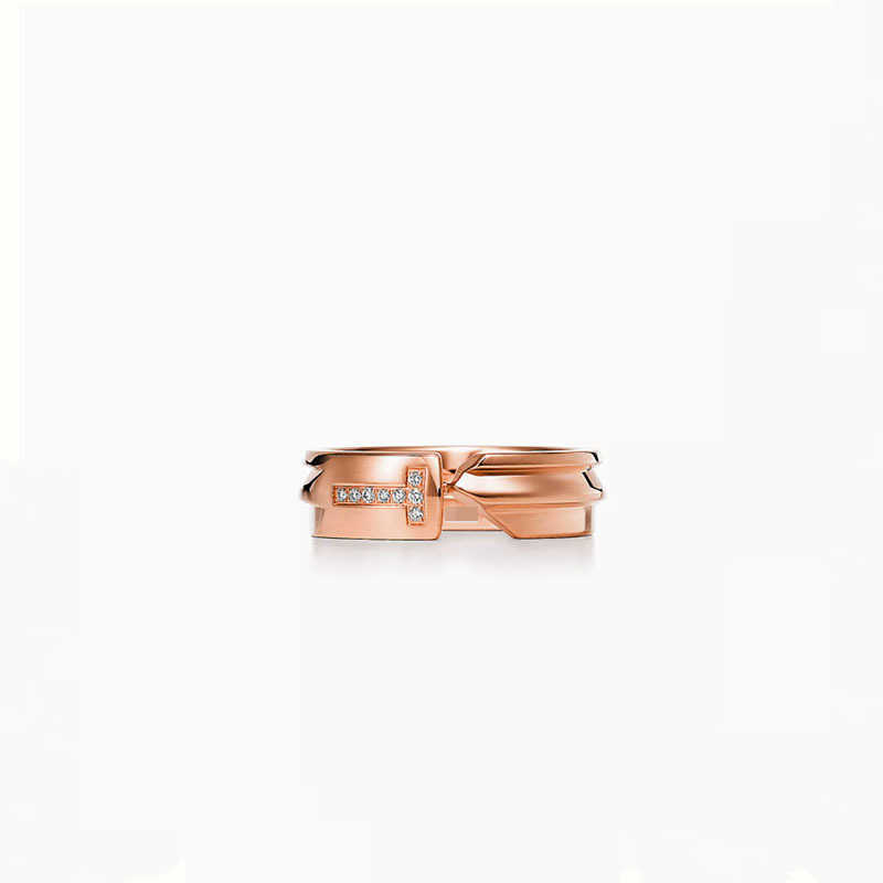 

Designer famous brandTiffay 925 Silver Fashion T-shaped Diamond Ring Ins Style Unisex Trend Couple GiftI0K6