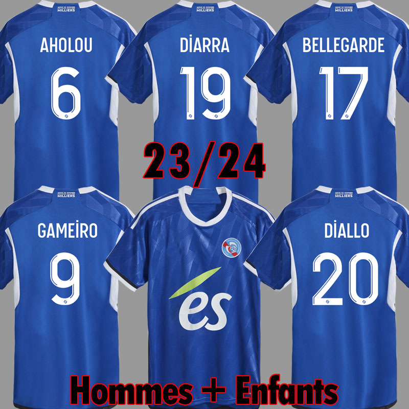 

RC Strasbourg Alsace soccer jerseys 23 24 BELLEGARDE Gameiro AJORQUE maillot de foot 3rd 2023 2024 MOTHIBA LiENARD DIARRA Diallo DJIKU DELAINE AHOLOU football shirt, Home