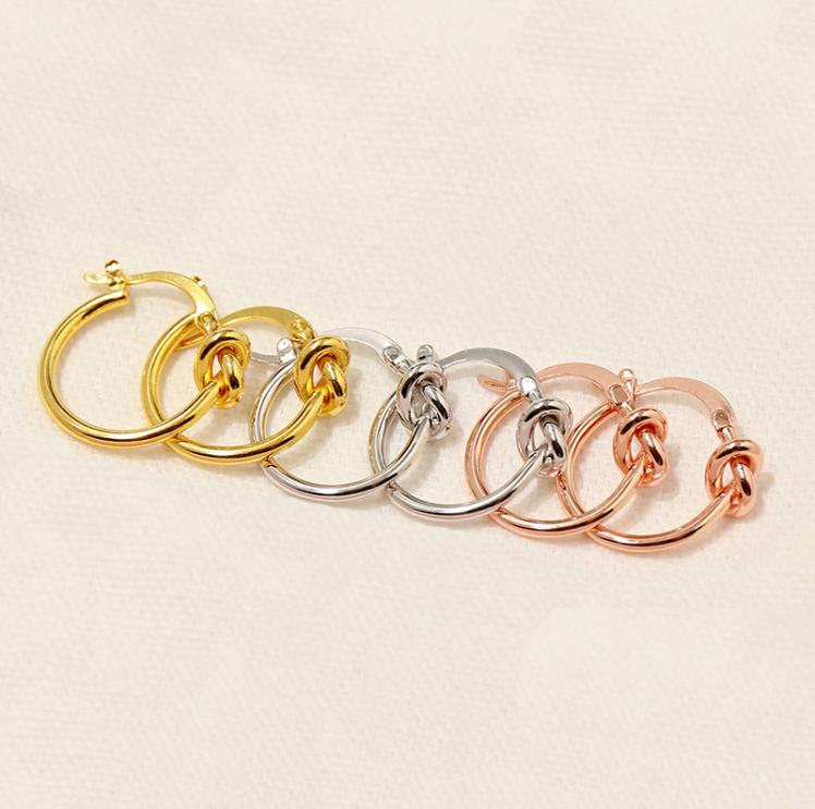 

fahion Stainless steel Metal wire knot earrings 18k Gold Stud Earrings rose gold stud earrings for woman5670003