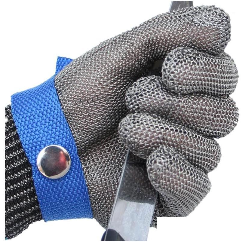 

Fingerless Gloves Wholesale Work Cut Proof Stab Anticutting Resistant Stainless Steel Metal Mesh Butcher High Performance Protect Wi Dh3Bh