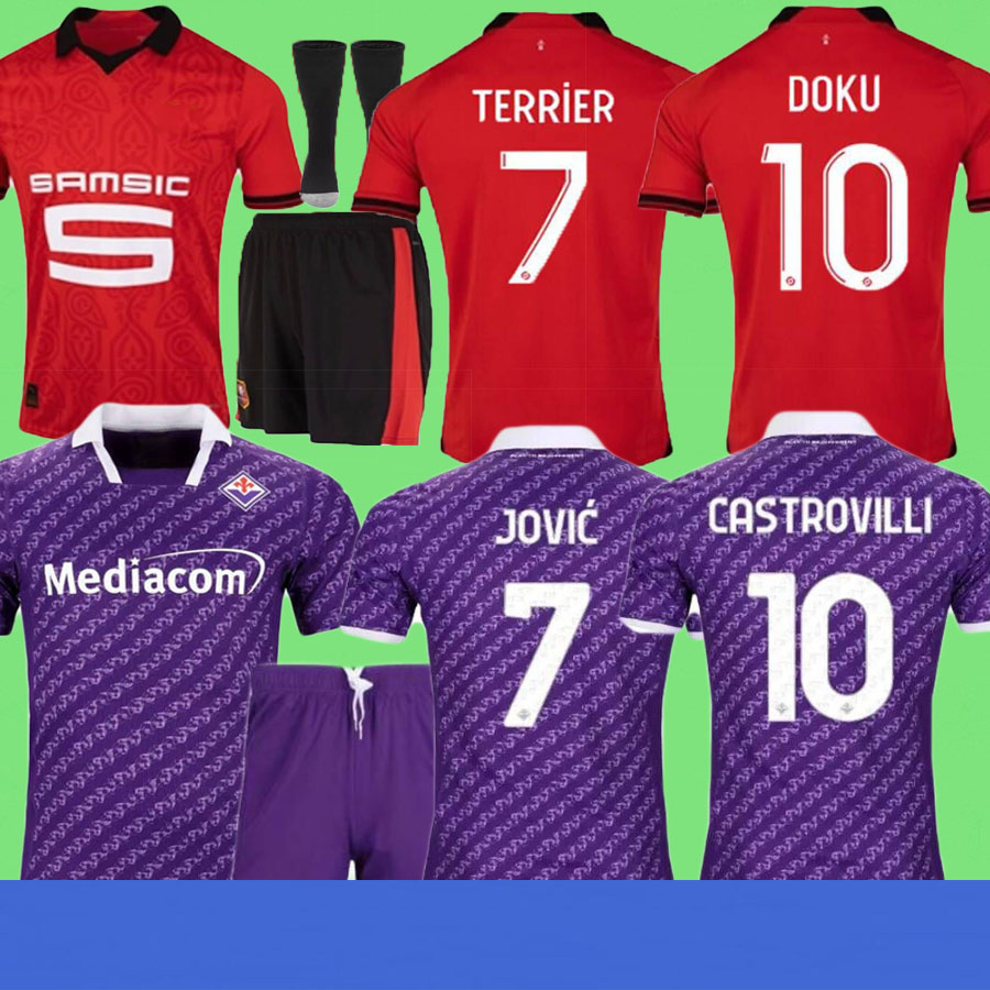 

FIORENTINA 23 24 Stade Rennais CAMAVINGA Soccer Jersey 2024 2023 Rennes BOURIGEAUD Maillots De Foot TRUFFERT TERRIER MAOUASSA AGUERD men kids kit Football Shirt, Stade rennais 23 24 home kids