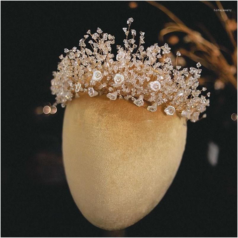 

Hair Clips Barrettes Crown For Women Wedding Accessories Bridal Headdress Engagement Jewelry Handmade Beads Crowns High Quality An Dh7N8