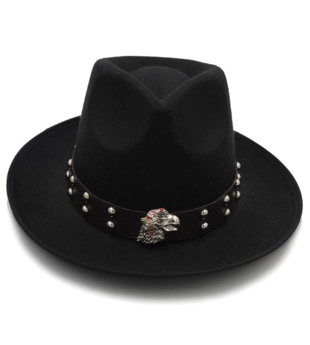 

Fashion Fascinator Felt Fedora Hat for Dad Men Winter Autumn Chapeu Feminino Jazz Hat Gentleman Sombrero Dad Eagle Punk Belt6660590, Blue
