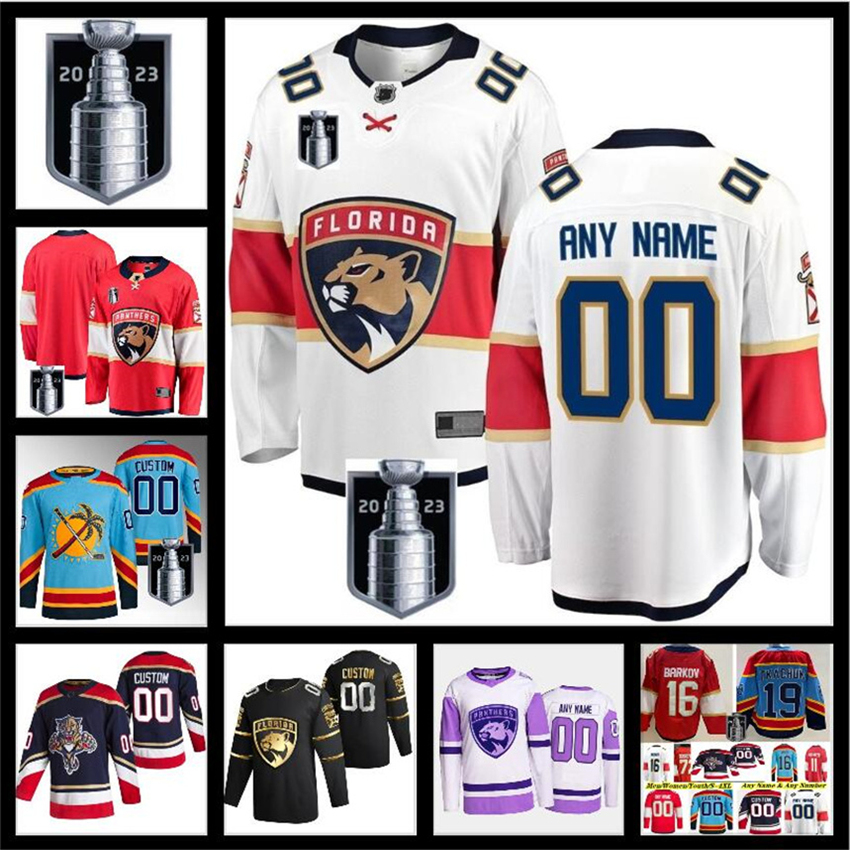 

2023 Stanley Cup Final Aleksander Barkov Hockey Jerseys Aaron Ekblad Matthew MNHLp Tkachuk Sergei Bobrovsky Jaromir Jagr Home Stitched Shirts, Color