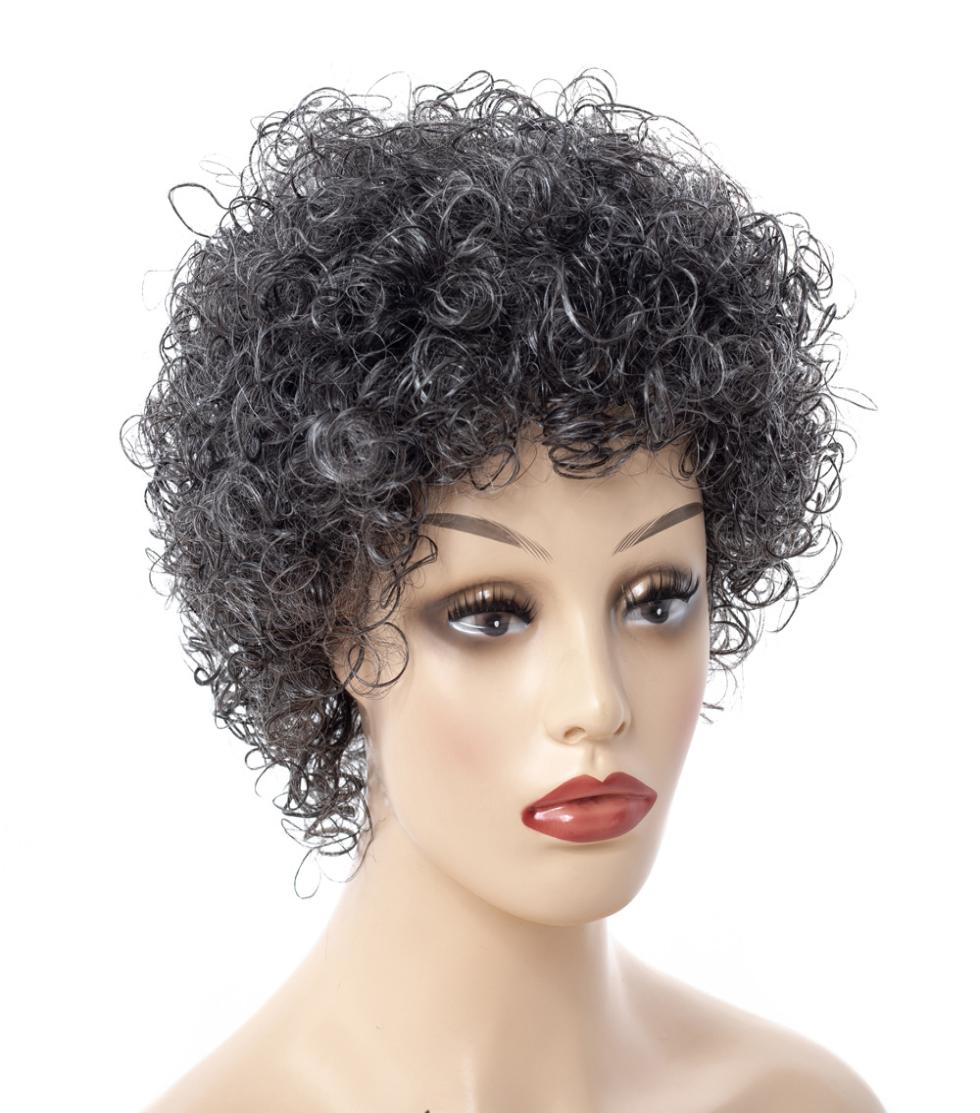 

WW206 Synthetic Short Hair Afro Kinky Curly Wigs for Women Blackgrey Hair High Temperature Fiber1675867, Mix color
