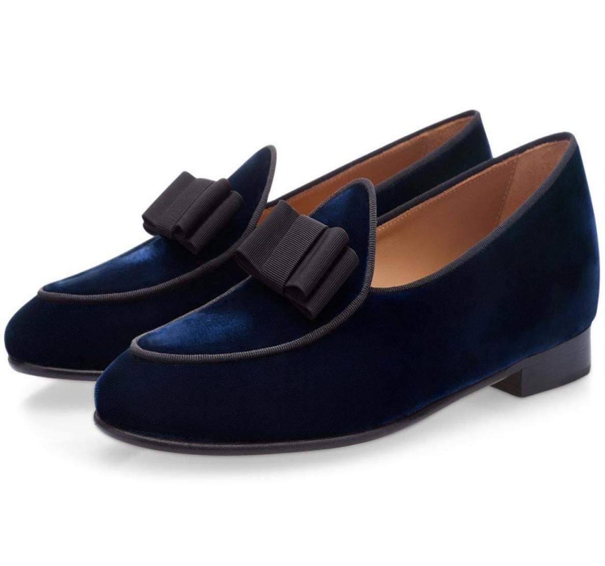 

2019 luxury Men Wick leather Loafers Flats bowtie round toes dress Shoes SlipOn Sapato Feminino Male Homecoming blu8573112, Navy