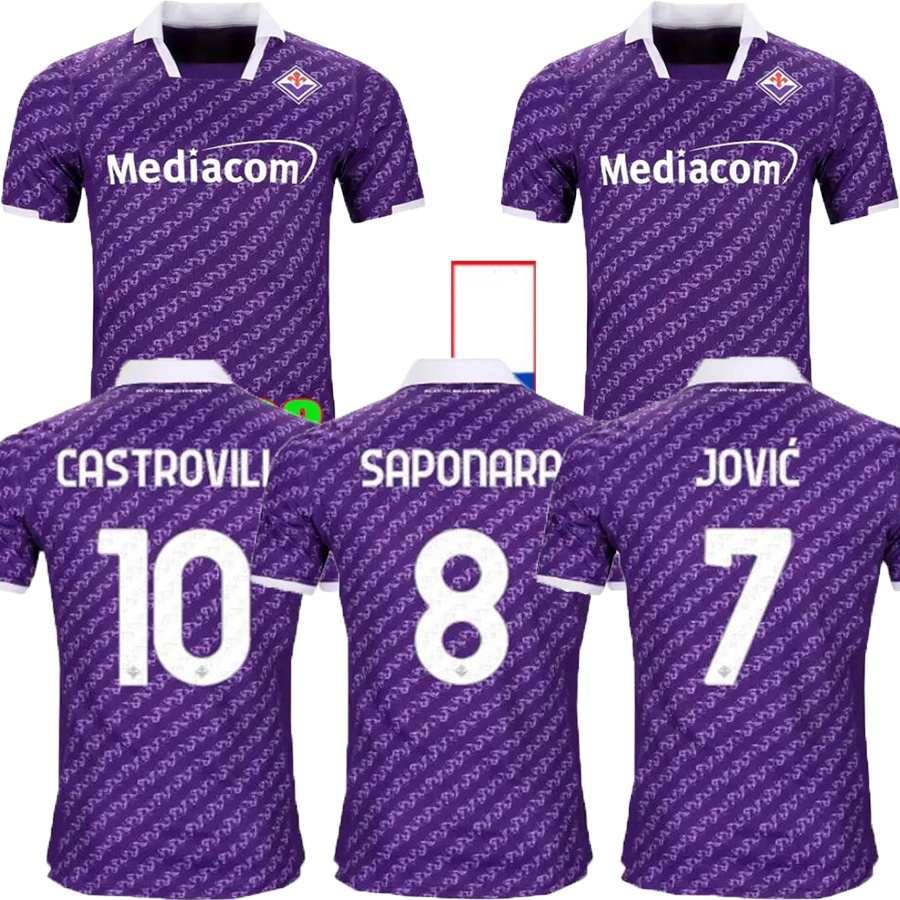 

23 24 Fiorentina soccer jerseys J. IKONE 22 2023 2024 CASTROVILLI ERICK Florence jersey ACF JOVIC A. CABRAL Milenkovic C.Kouame men jersey kit football shirt, 23 24 home+patch