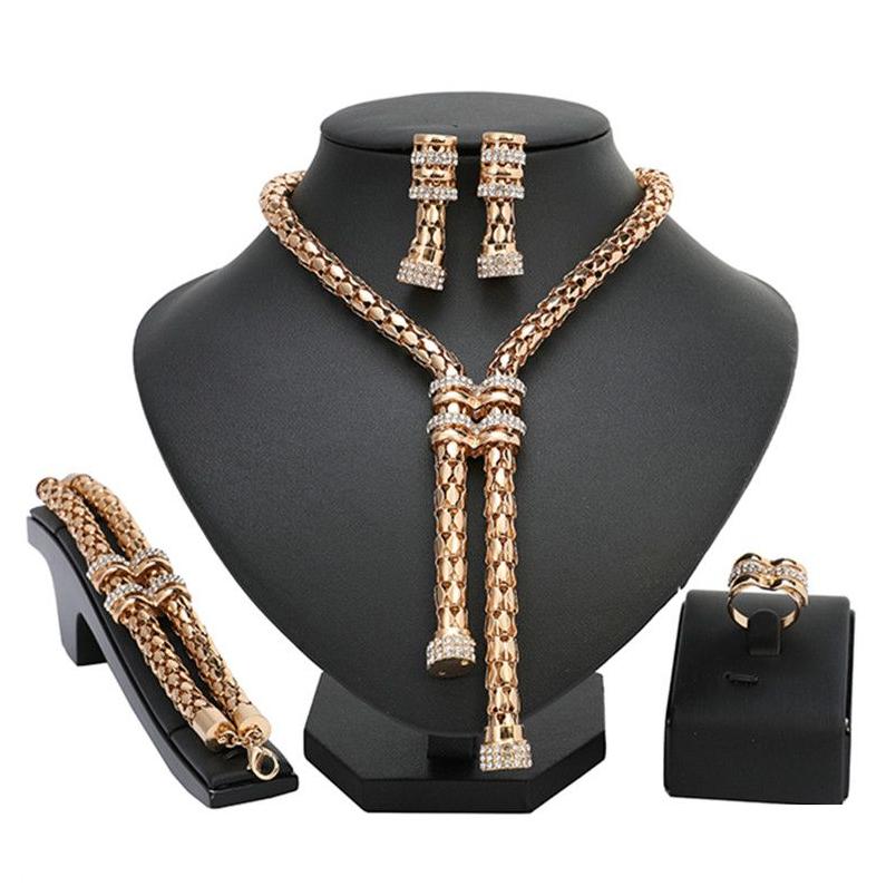 

Earrings Necklace Statement Jewelry Set Exquisite Dubai Gold Colorf Nigerian Wedding Woman Accessories Wholesale Drop Delivery Sets Dhfht, As show