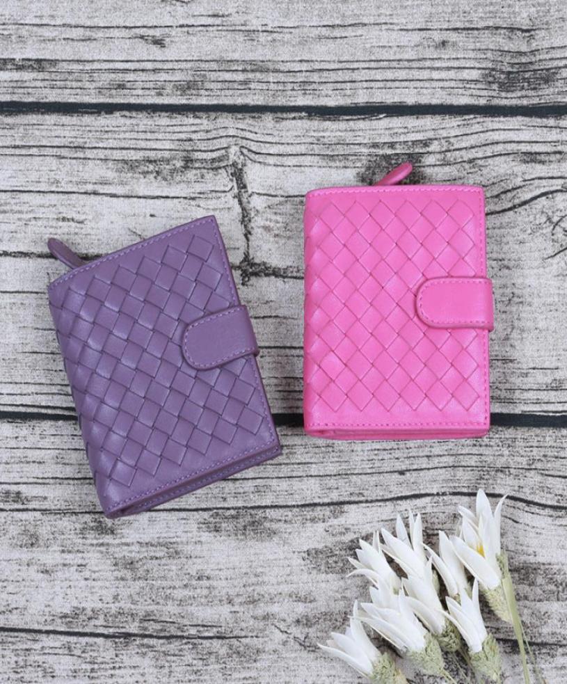 

Shanghai37 Customized Womens Leather Short Wallet Handmade Sheepskin Woven Fashion Casual Belt Coin Position8572275, Grey