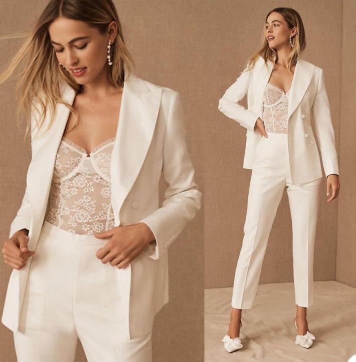 

New Arrival Spring Mother Of The Bride Pant Suits White Women Suit Blazer Pants Coat Formal Business Party Prom Tuxedos4874767