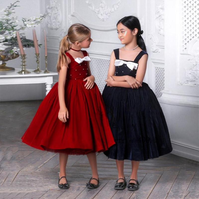 

Girl Dresses Coming Red/Deep Blue Girls Handmade Princess Party Prom Gown Birthday Dress Size 2-14T, Black