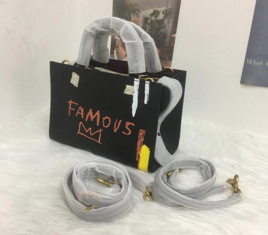 

Women Bags 2021 new Rogue 25 cm graffiti tote bag 1941 series single shoulder purse senior feeling restoring ancient ways cowhide 6244916, Black