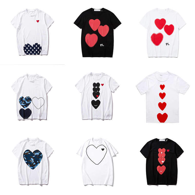 

T-shirts Summer Cdgs Mens Play t Shirt Short Sleeve Womens Des Badge Garcons Embroidery Heart Red, 23