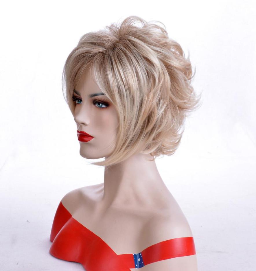 

Grade Fashion Women Short Chic Fluffy Wavy Hairstyle Synthetic Hair Wigs3893096, Ombre color