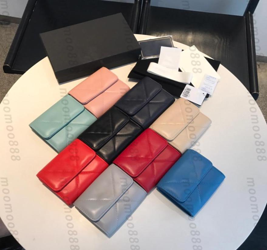 

10A Top Tier Mirror Quality Womens 19 Wallet Mini Real Leather Caviar Card Holder Black Quilted Coin Purse Lady Credit Card Wallet3242032, Red