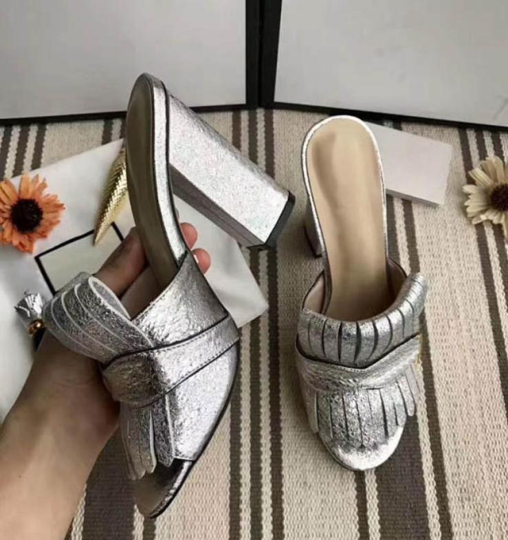 

woman Sandals Lady Summer Sandals Metal buckle Leather sexy high heeled shoes Coarse heel Half slippers large size 35428626708, Black