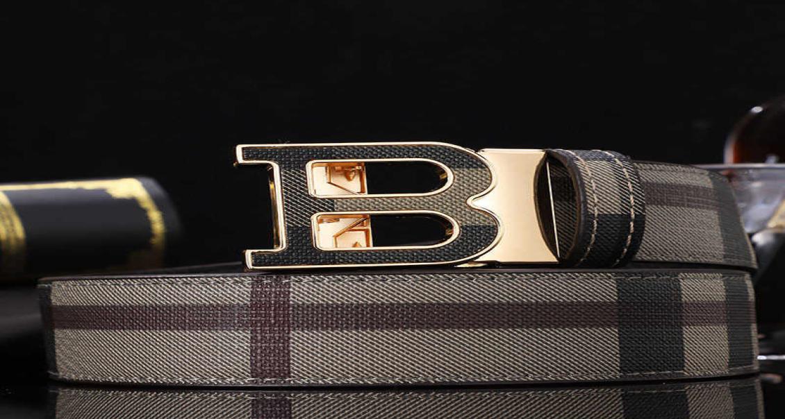 

Men039s Fashion Brand Leather Belt Designer Letter B Automatic Buckle Plaid Business Casual Belt8360608, Black