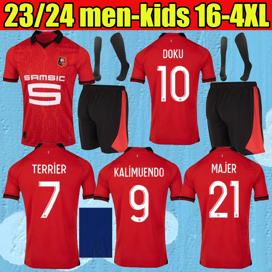 

23 24 Stade Rennais soccer jerseys GOUIRI Player Version Rennes TERRIER BOURIGEAUD KAMALDEEN KALIMUENDO HOME 2023 2024 DOKU Football shirt men KIDS, White