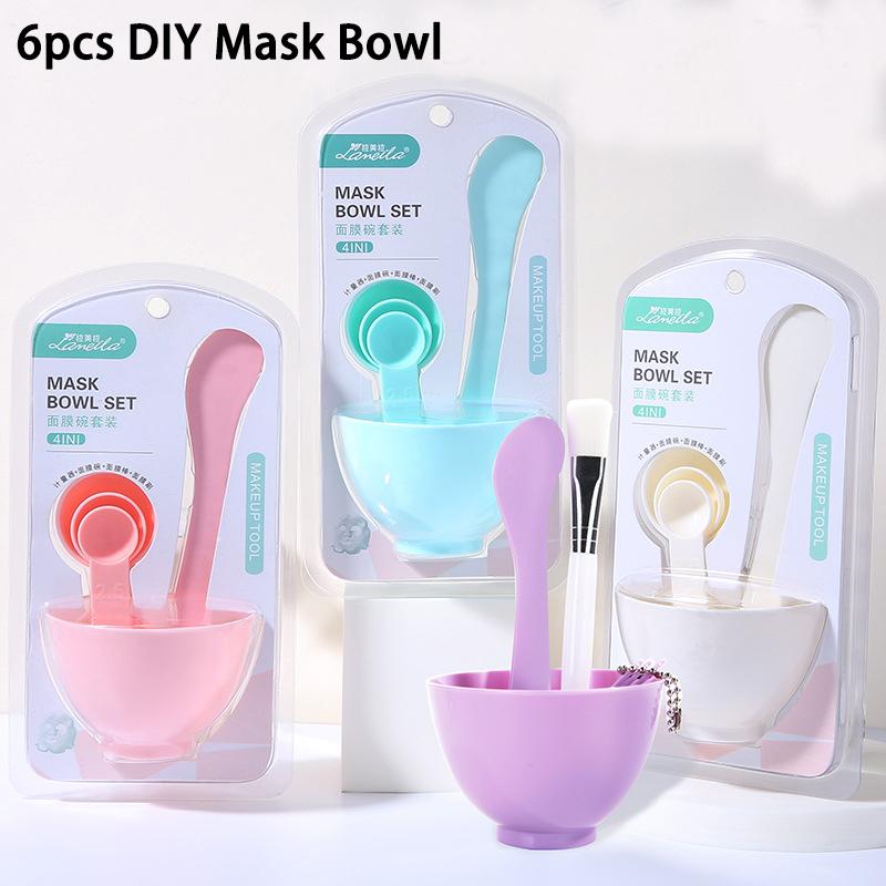 

Makeup Brushes 6pcs DIY Mask Bowl Mixing Brush Tool Set 4 In1 Beauty Skin Care With Mixed Stir Spatula Stick Measuring Spoon KitMakeup