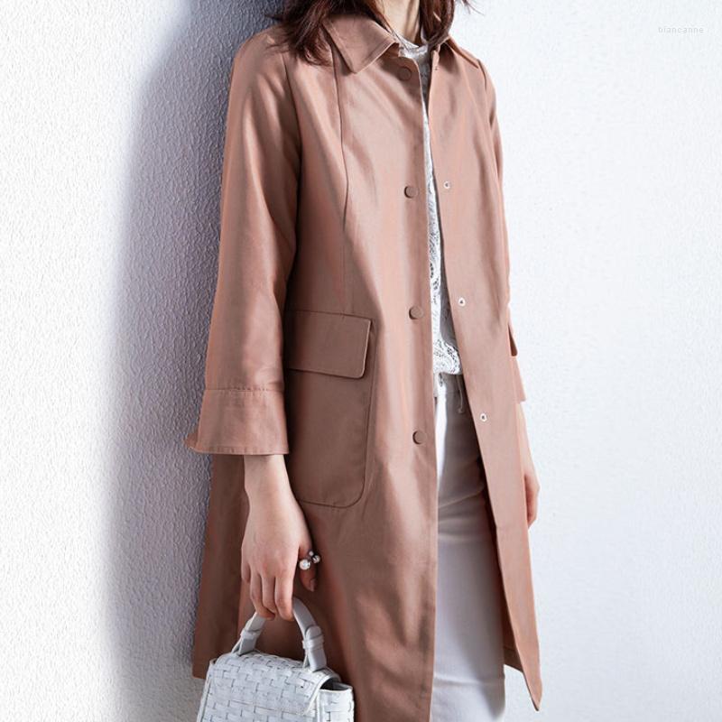 

Women' Trench Coats 2023 Spring Autumn Mid-length Coat For Women England Style Elegance Commute Single-breasted Big Pocket Female, Khaki