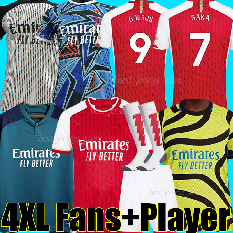 

XXXL 4XL 23/24 G.JESUS SALIBA soccer jerseys gunners LOVE Fans Player version SAKA SMITH ROWE ODEGAARD NKETIAH MARTINELLI JORGINHO THOMAS 2023 football shirts