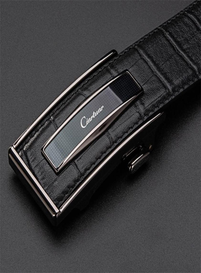

Ciartuar Leather Belt Automatic Buckle Belts for Mens Cow Genuine Leather Men Designer Belt High Quality Fashion Strap Luxury T2007609337, Black