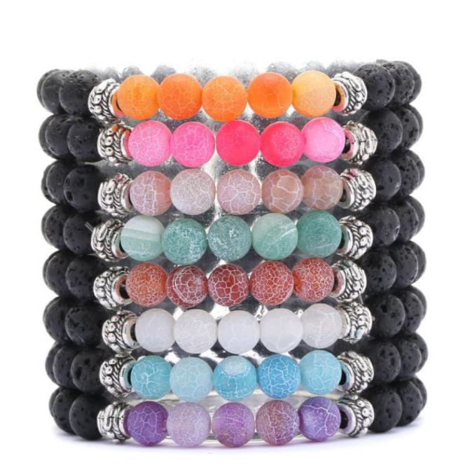 

Beaded Bracelet Lava Rock Natural Stones Weathered Fissure Grain Stone Cuffs Bangles Energy Yoga Chain Whole4074890