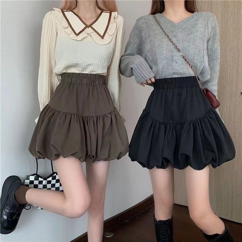 

Design sense fluffy short skirt 2021 new early autumn chic sweet and spicy skirt spring and autumn A-line skirt children's wear, Black