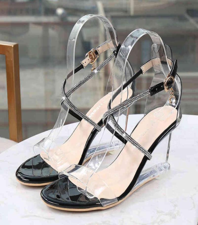 

Large Size Elegant Black Gold Comfortable PVC Sandals Ladies Wedges High Heels For Women Open Toe Roman Transparent Shoes DB0072 G9446314, Camouflage