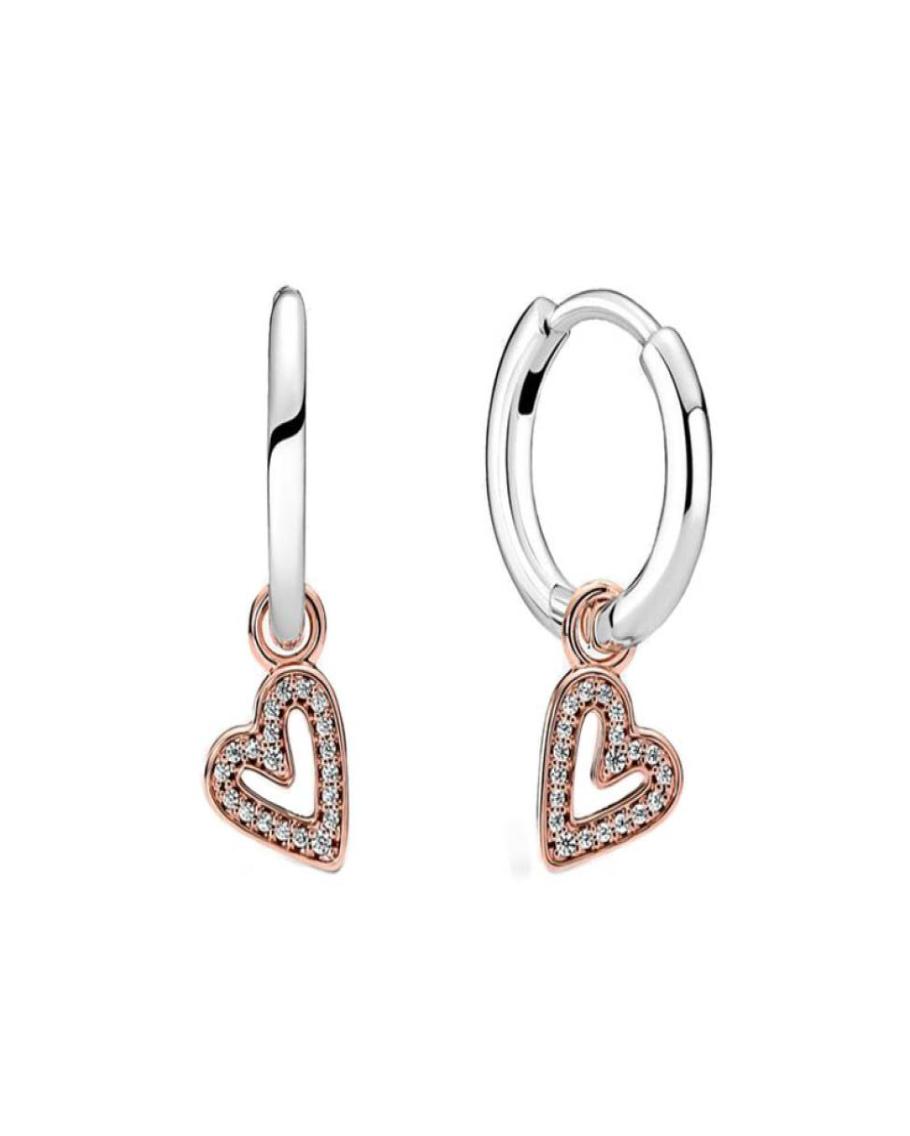 

Sparkling hand Heart Hoop Earrings Real Sterling Silver with Original Box for Pandora Women Wedding Jewelry Rose Gold Love Hea8383780
