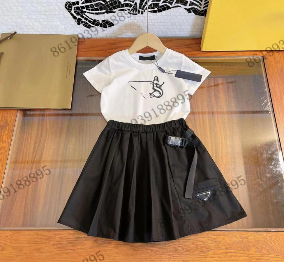 

designer kids short sleeve Tshirt skirt sets childrens suit brand girls clothing cotton pink tees size 1001502677625, White