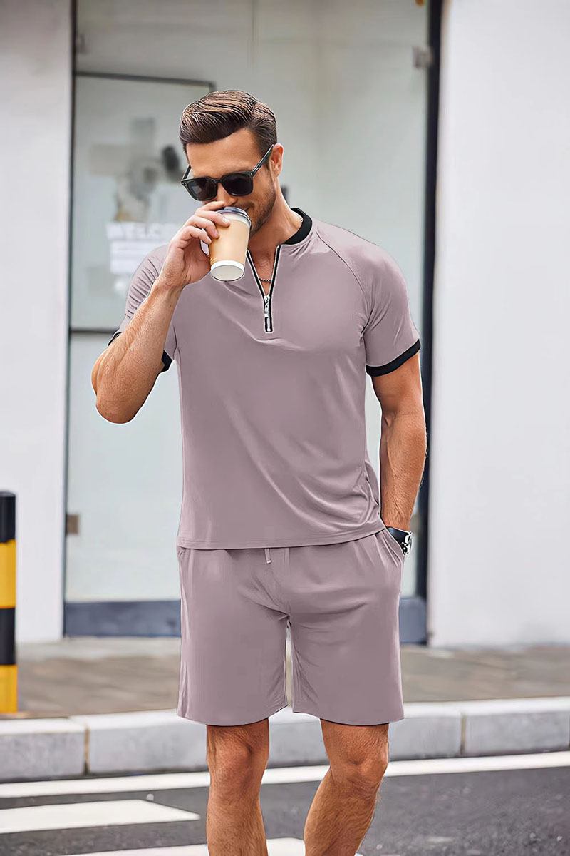 

23SS tracksuit running jogger men's trackwear summer sportswear set polo shirt oversize 2 piece set suit business casual solid breathable fashion menswear M-3XL, Brown