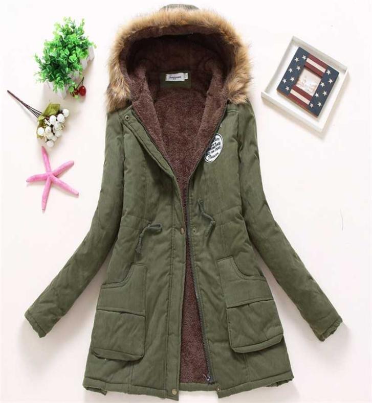 

Ailegogo Women Winter Military Coats Cotton Wadded Hooded Jacket Casual Parka Thickness Warm XXXL Size Quilt Snow Outwear 2110232172164, Green