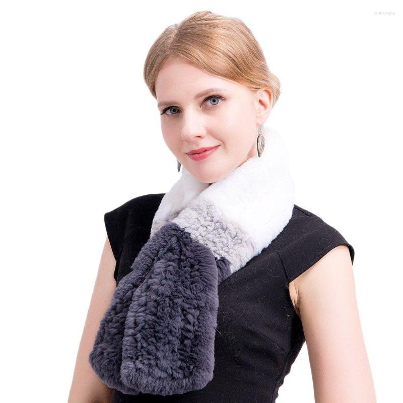 

Scarves Women Scarf Real Rex Fur Hand Knitted Short Style Natural Collar Lady's Fashion Neck Warmer