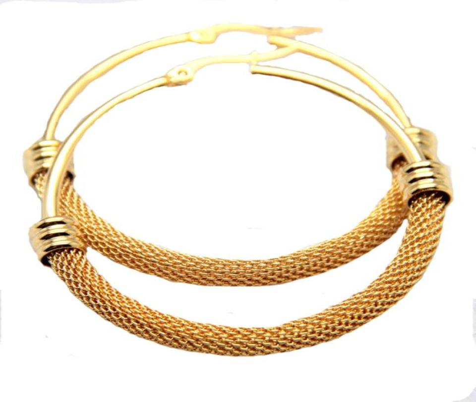 

New Fashion 316L Stainless Steel Big Hoop Earrings Half Net Prevent Allergy Gold Silver Women Earring Aros Mujer Oreja1446985