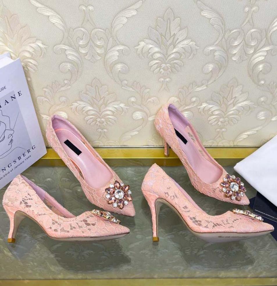 

Designer Heels Women Dress Shoes Embroidered ribbons embellished Crystal diamond sandals logo heel Fabric of science and technolog6305408, Gradient color