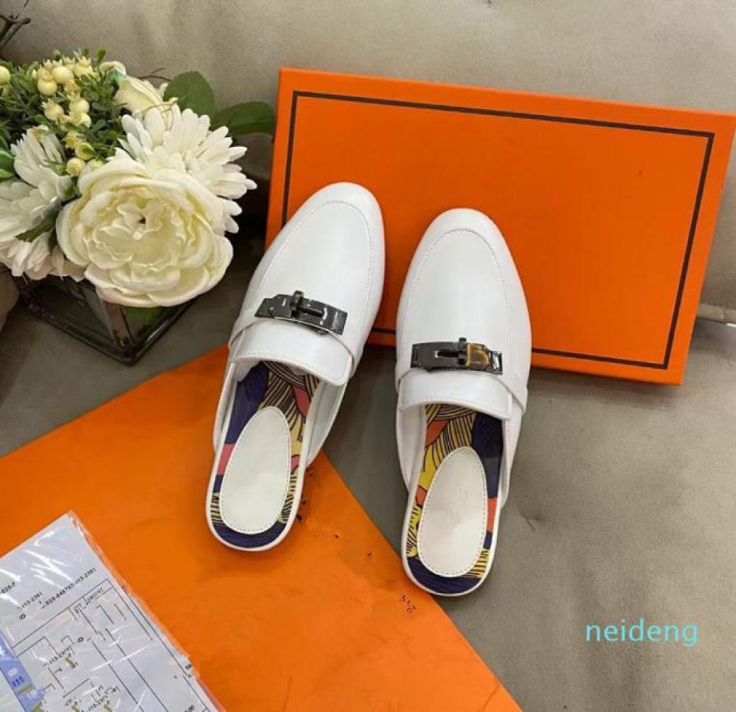 

21ssWomen Flat Fisherman Classical Leather Half Drag 3D Casual Shoes Designer Letter Slippers Flip Flop Slides 20222930363, Red