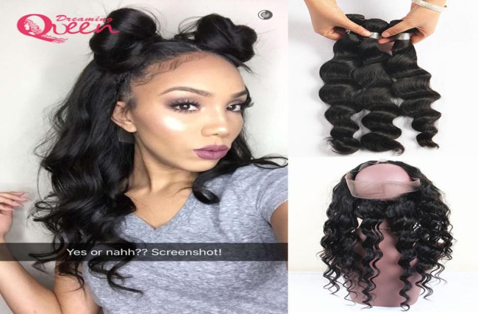 

Peruvian Loose Wave Hair Bundles With 360 Lace Frontal Closure Peruvian Virgin Human Hair Loose Wave Hair Weaves 3 Pcs With Fronta3028361, Natural color