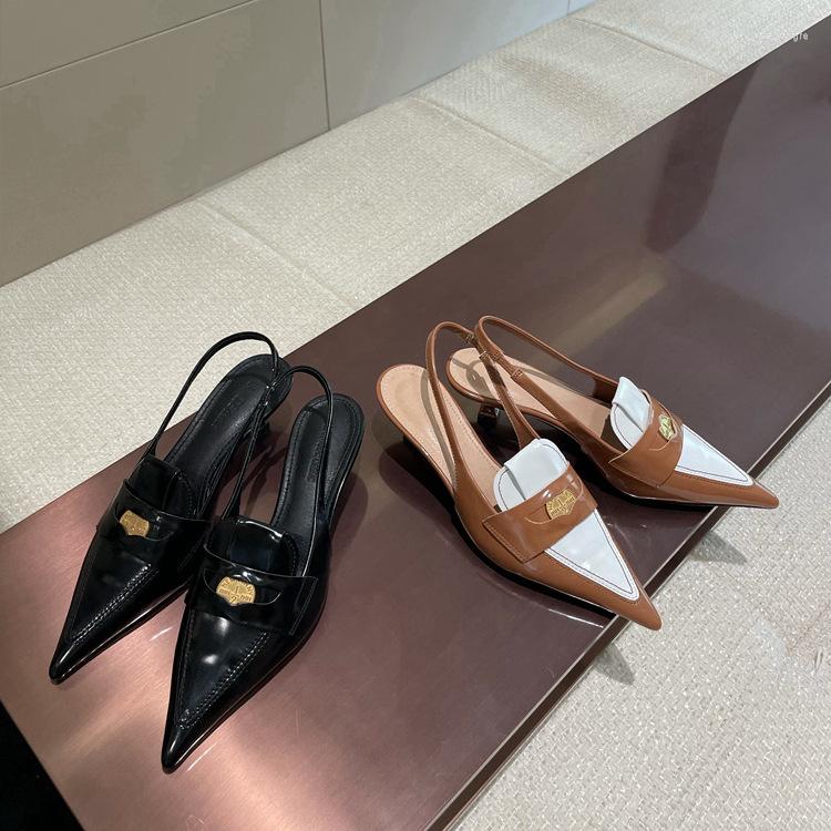 

Sandals Pointed Toe High Heels Vintage British Style Female Pumps Elegant Casual Women Shoes, Black