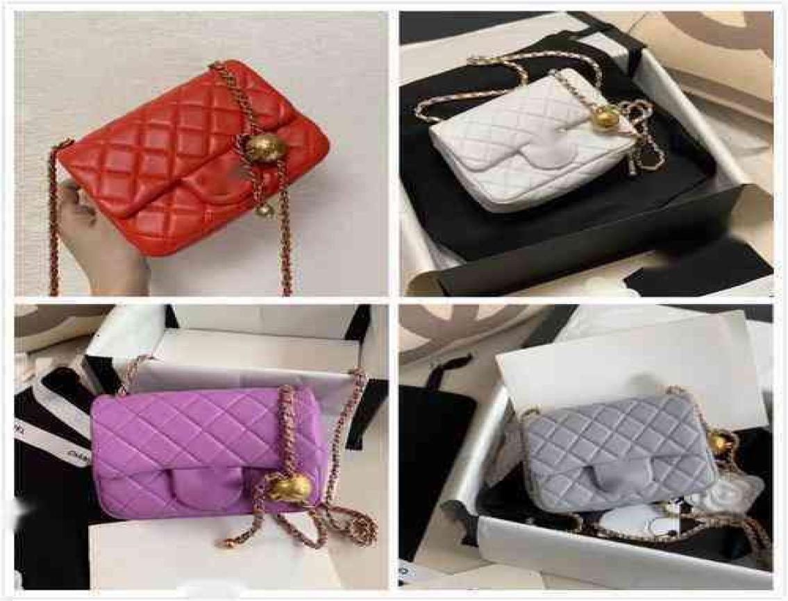 

Evening Bags Luxury Brand design 4545 Letter plaid woman039s shoulder Chain CC steel ball bag lambskin vintage messenger bags r1406530, Sky blue